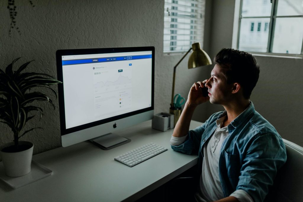 a man working on a computer