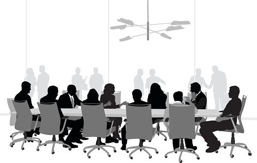 a team in a meeting