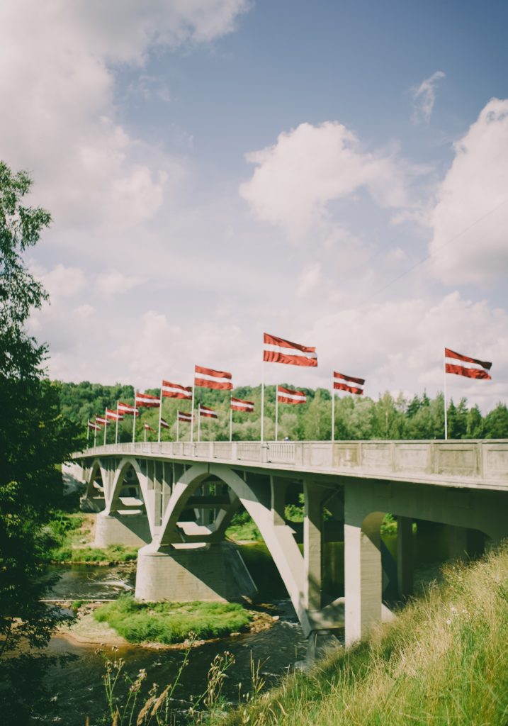 a bridge with Australia flags