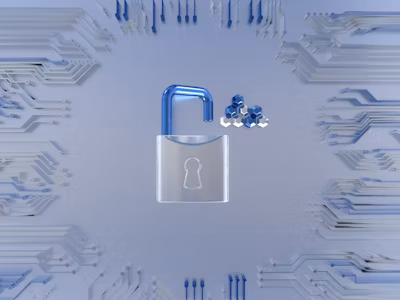 an open lock in a digital space