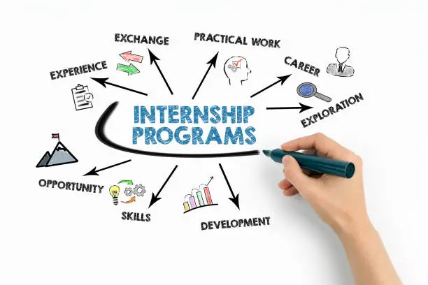 internship-programs-concept-chart-with-keywords-and-icons-on-white
